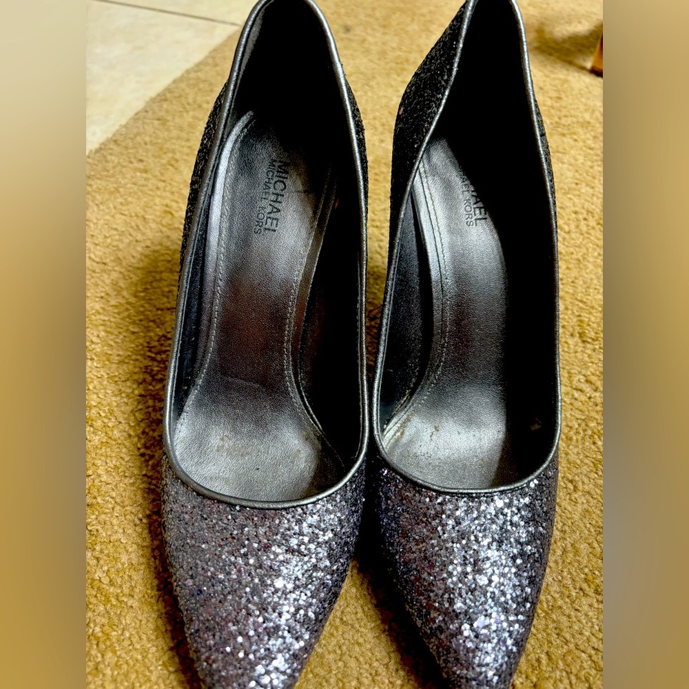 Michael Kors Gun Metal Silver Sparkle Pumps